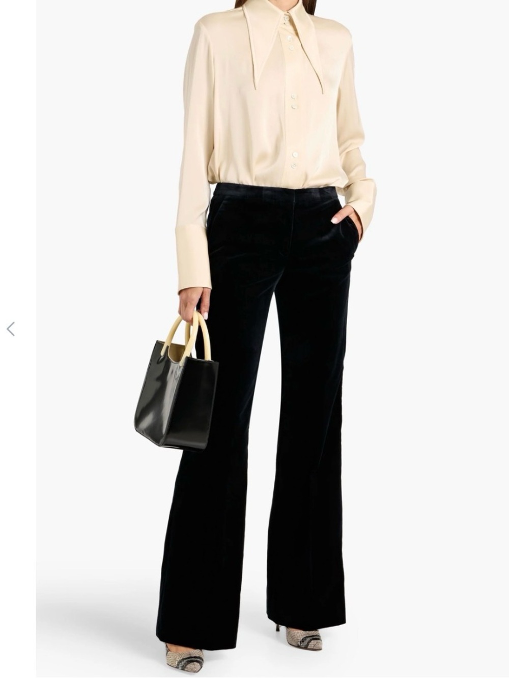 Theory Black Velvet Boot-Cut Pants